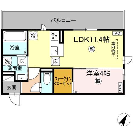 西熊本MY(1LDK/1階)の間取り写真