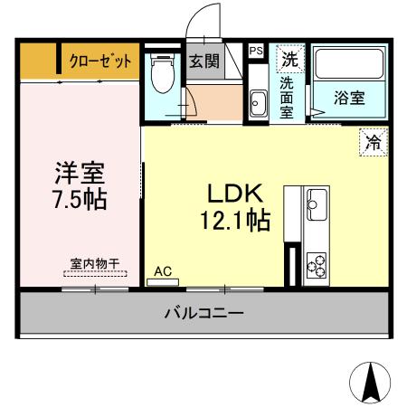 ルヴェデュソレイユ I(1LDK/3階)の間取り写真
