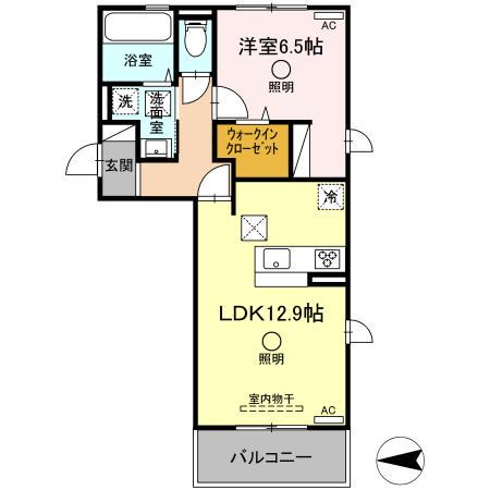 エーデル(1LDK/1階)の間取り写真