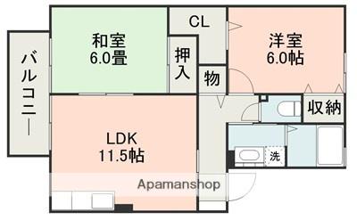 グランメールF棟(2LDK/2階)の間取り写真