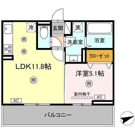 リバーサイド竜田口駅前(1LDK/2階)の間取り写真