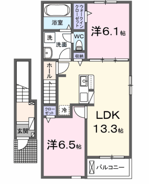 プリムラ Ⅰ(2LDK/2階)の間取り写真
