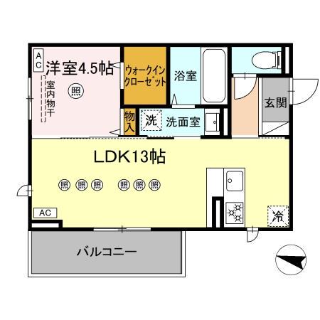 TORISIA飛田(1LDK/3階)の間取り写真