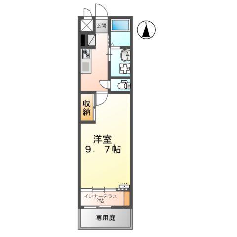 サンウイング(1K/1階)の間取り写真