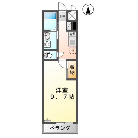 サンウイング(1K/2階)の間取り写真