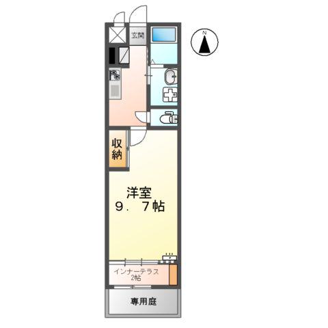 サンウイング(1K/1階)の間取り写真