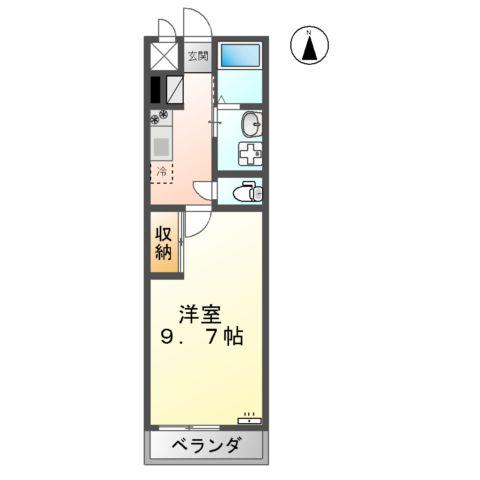 サンウイング(1K/2階)の間取り写真