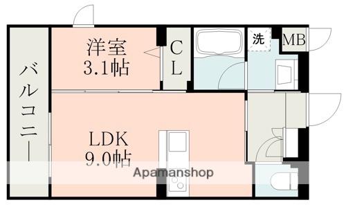 ラ・シック菊陽Ⅲ(1LDK/3階)の間取り写真