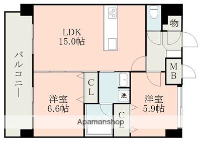 ELGRAND菊陽Ⅰ(2LDK/9階)の間取り写真