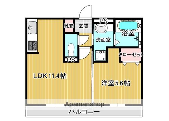 パークヴィラ下南部 Ⅰ棟(1LDK/2階)の間取り写真