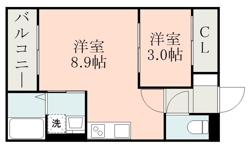 REGALEST二本木(1LDK/3階)の間取り写真