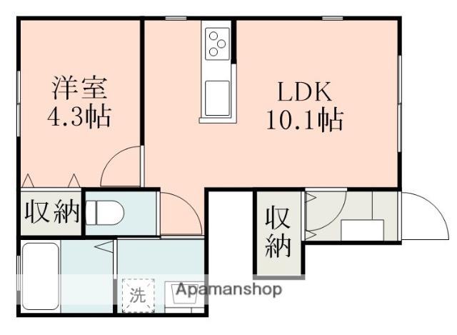 SHELL LEBEN新外(1LDK/1階)の間取り写真
