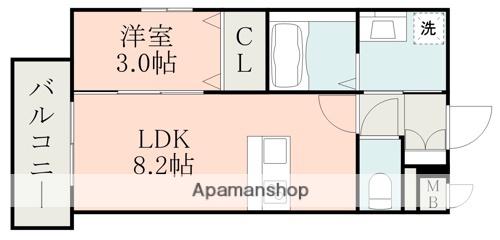 ラ・シック菊陽Ⅳ(1LDK/4階)の間取り写真