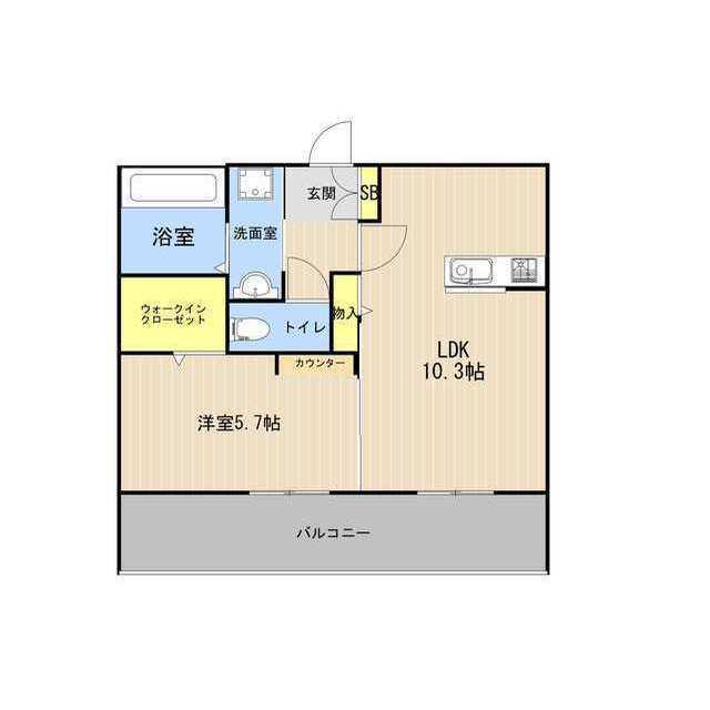 セキュレア合志(1LDK/1階)の間取り写真