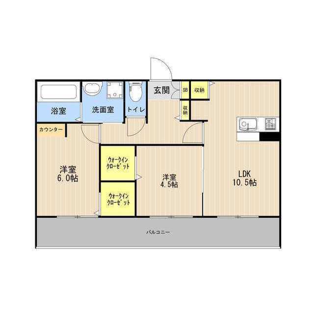 セキュレア合志(2LDK/3階)の間取り写真