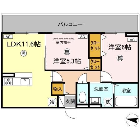 シャルマン12(2LDK/3階)の間取り写真