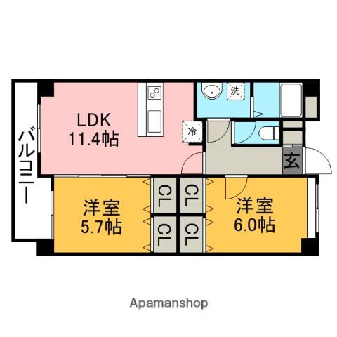 ビュートピア・サウス(2LDK/1階)の間取り写真