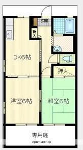 ウッド・スプリングB(2DK/1階)の間取り写真