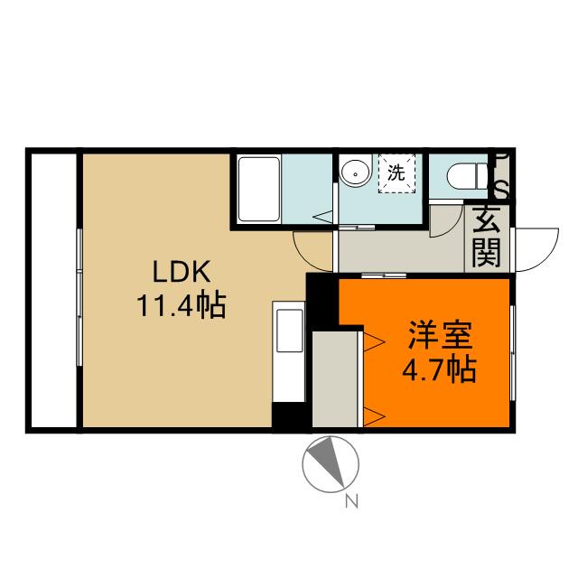 LA VIE EN ROSE HILL(1LDK/2階)の間取り写真