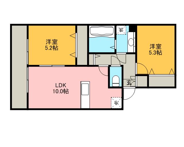 クレール東光(2LDK/1階)の間取り写真