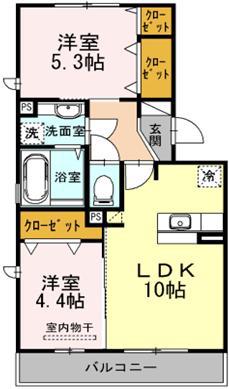 チェルシー広崎(2LDK/3階)の間取り写真