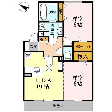 エコール・ド・セイワ(2LDK/1階)の間取り写真