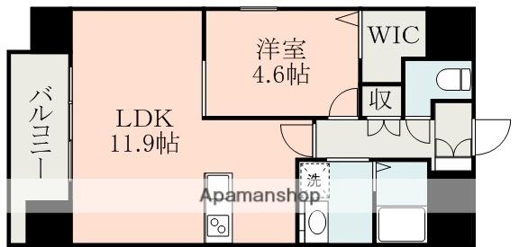 ELCIA新町(1LDK/11階)の間取り写真