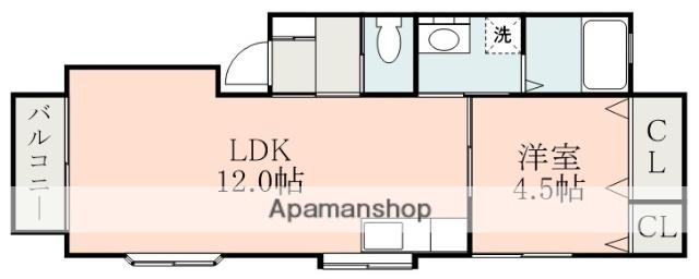 ヴェルテス江津(1LDK/2階)の間取り写真