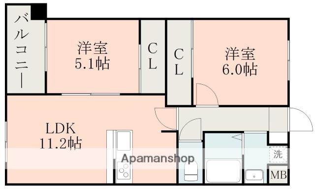 サンレスト大津(2LDK/2階)の間取り写真