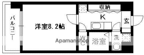 リバージュ県庁通(1K/4階)の間取り写真