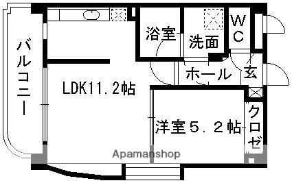 グランフィーネ健軍東(1LDK/4階)の間取り写真