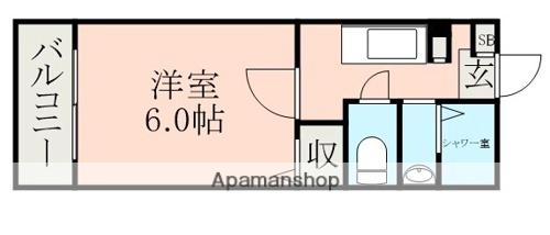 シャポー渡鹿(ワンルーム/1階)の間取り写真