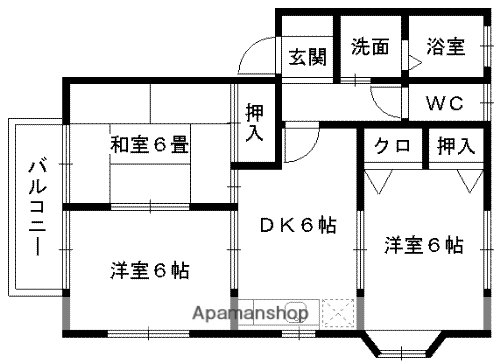 パーチェ江津A(3DK/1階)の間取り写真