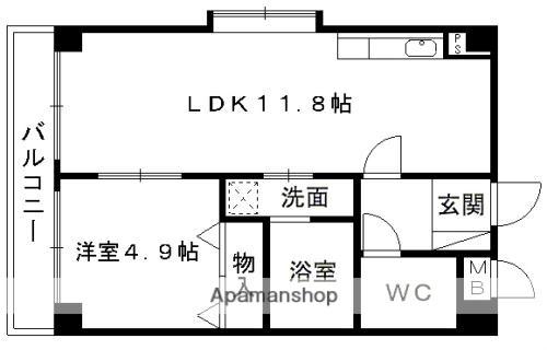 サンセール月出(1LDK/4階)の間取り写真