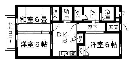 コーポイセリ(3DK/2階)の間取り写真