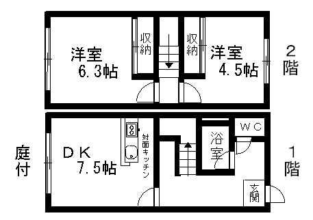 レオパレスピュアガーデン(2DK/1階)の間取り写真