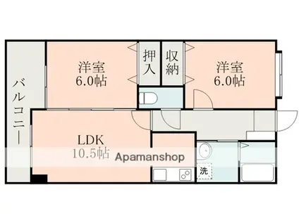 ジェラール小峯(2LDK/1階)の間取り写真