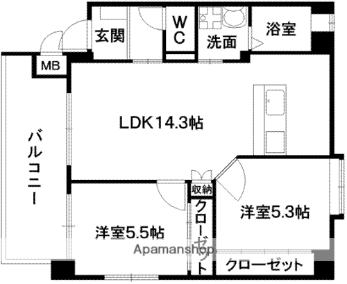 コンド・リーザ(2LDK/2階)の間取り写真