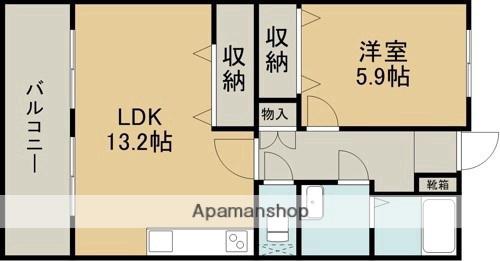 第3甲斐田ハイツ(1LDK/5階)の間取り写真