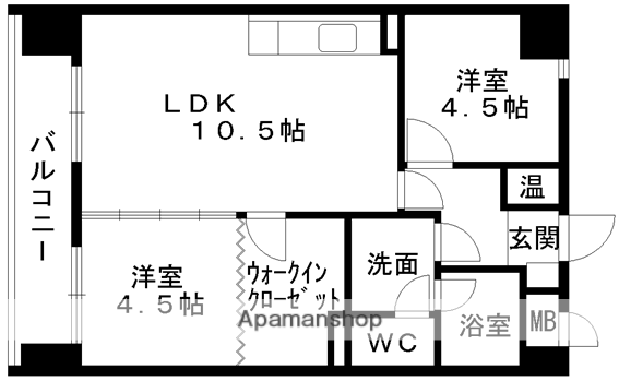 コアマンション慶徳(2LDK/7階)の間取り写真