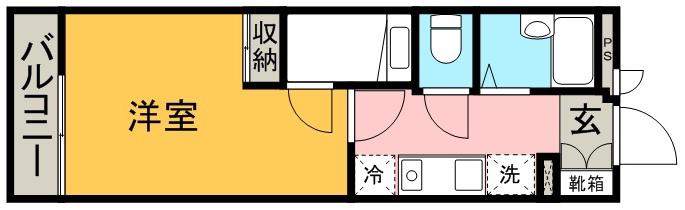 レオパレス熊大東(1K/3階)の間取り写真