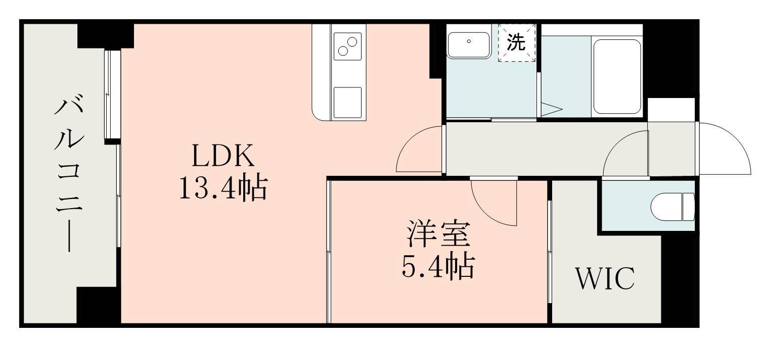 サムティ熊本近見Ⅱ(1LDK/9階)の間取り写真