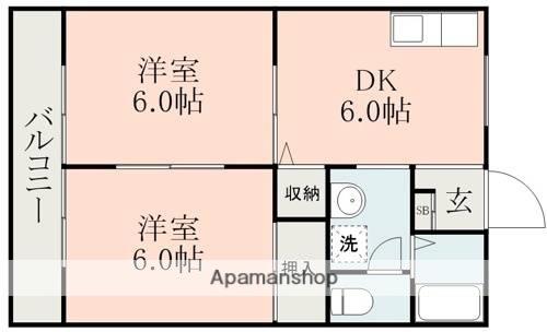 ぎんながハイツ(2DK/2階)の間取り写真