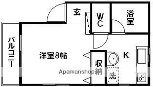 グリーンヒル陽光台(1K/1階)の間取り写真