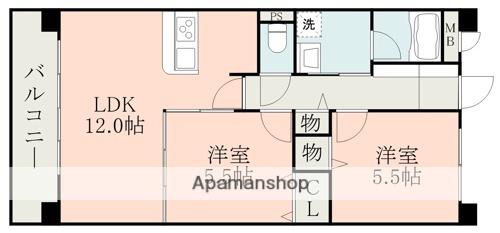 アークアベニュー御領(2LDK/5階)の間取り写真
