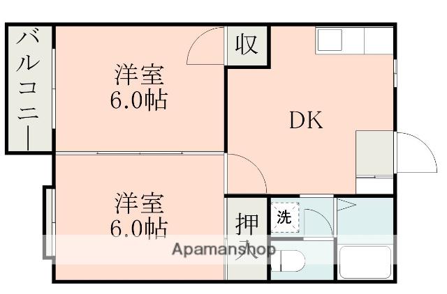 オクヤマハイツ(2DK/1階)の間取り写真