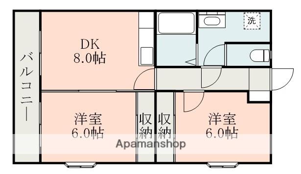 フローレス八王子Ⅲ(2DK/4階)の間取り写真