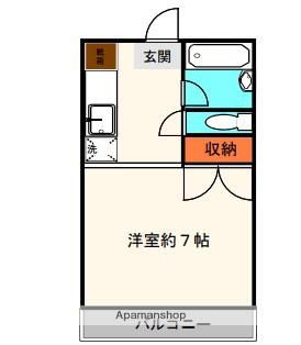 フィオーレ国府(1K/2階)の間取り写真