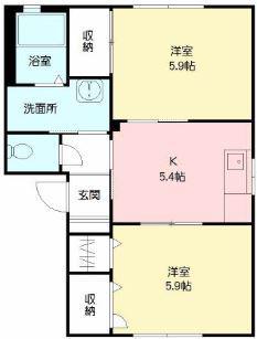 ラブニール八分字A棟(2K/1階)の間取り写真