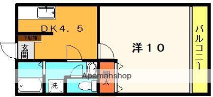 KINGDOM健軍(1DK/3階)の間取り写真